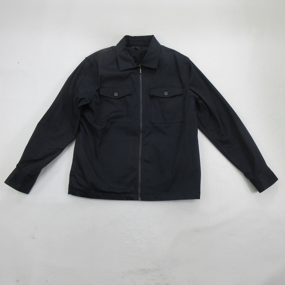 Banana Republic Men's Jacket L Utility Full Zip Cotton Blend Solid Black